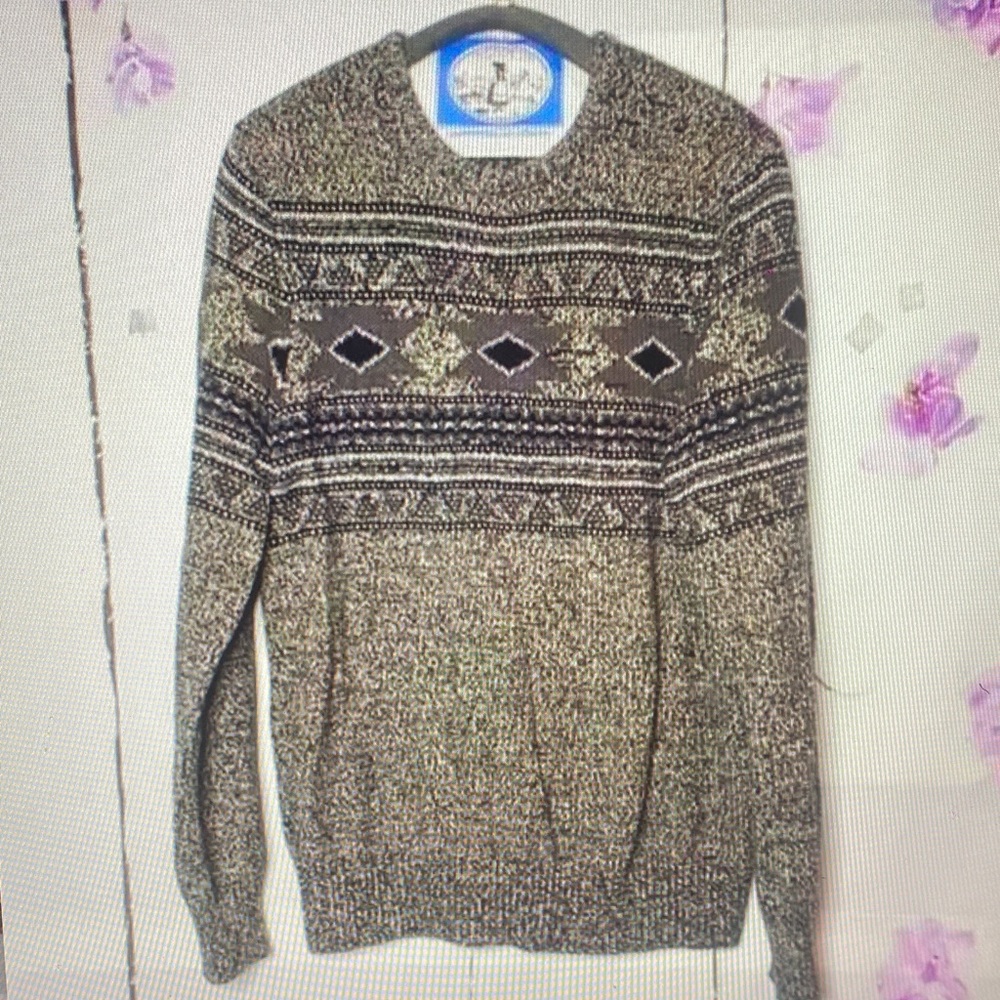 Urban Pipeline Men's Crewneck Sweater - Black and Brown Pattern